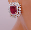 Goldpolish maroon and white diamond earring-2548