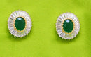 Goldpolish green and white earring-2549