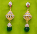 Goldpolish ruby , green and white earring-2553