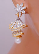 Goldpolish white diamond and pearl earring-2557