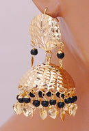 Goldpolish black jhumi earring-2573