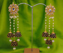 Goldpolish black and white jhumi earring-2579