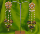 goldpolish green and white earring-2580