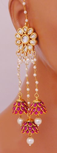 Goldpolish fusicha pink and white earring-2581