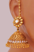 Goldpolish white jhumi earring-2587