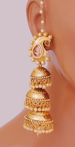 Goldpolish jhumi earring-2594