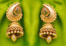 Goldpolish white jhumi earring-2597