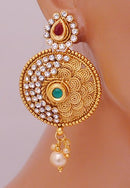 goldpolish  marron, green and white earring-2613