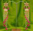 Goldpolih hot pink and  white  earring-2636
