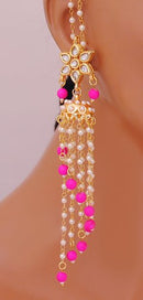 Goldpolih hot pink and  white  earring-2636