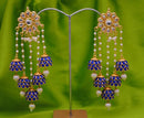 Goldpolish blue and white earring-2638