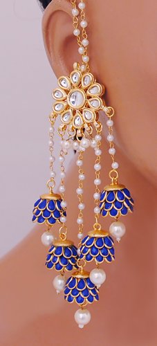 Goldpolish blue and white earring-2638
