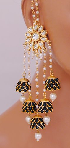 Goldpolish black and white earring-2640