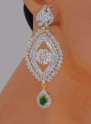 Beautiful Emerald green and white diamond Earring-2680