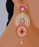 Godlpolish ruby red and white earring-2686