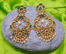 Goldpolish emeral green earring-2690