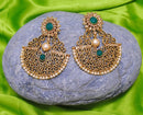 Goldpolish emerald green earring-2694