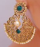 Goldpolish emerald green earring-2694