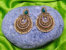 Goldpolish Emerald green and white earring-2698