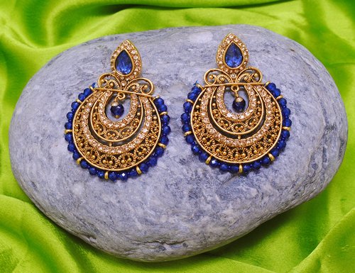 Goldpolish blue earring-2699