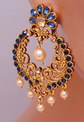 Goldpolish blue earring-2712