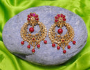 Goldpolish ruby red earring-2713