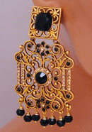 Goldpolish black earring-2723