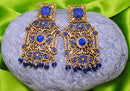 Goldpolish blue earring-2726