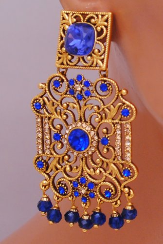 Goldpolish blue earring-2726