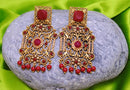 Goldpolish ruby red earring-2727