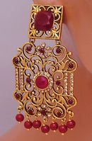 Goldpolish ruby red earring-2727