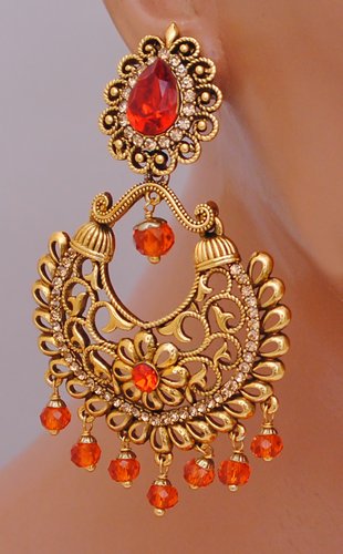 Goldpolish orange earring-2731