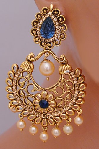 Goldpolish blue earring-2732