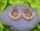 Goldpolish white and orange earring-2737