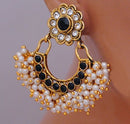 Goldpolish black and white earring-2741