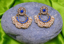 Goldpolish blue and white earring-2742