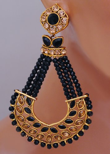 Goldpolish black earring-2751