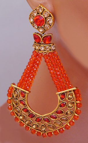 Goldpolish orange earring-2755
