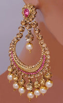 Goldpolish pink and golden earring-2758