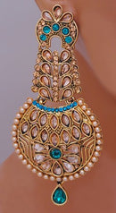 Goldpolish Aqua blue and golden earring-2760