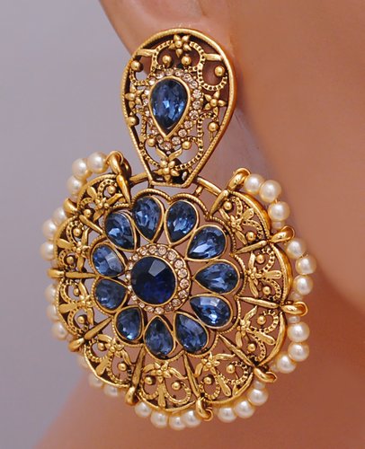 Goldpolish blue earring-2762