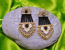 Goldpolish black and white earring-2764