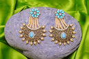 Goldpolish aqua blue and white earring-2765