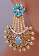 Goldpolish aqua blue and white earring-2765