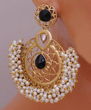 Goldpolish black and white earring-2767