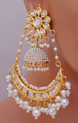 Goldpolish white earring-2770