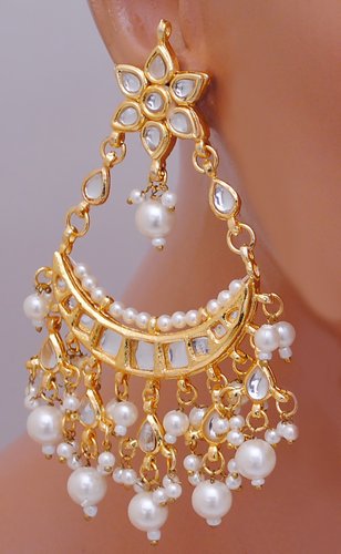 Goldpolish white earring-2771