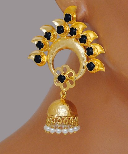 Goldpolish black earring-2773