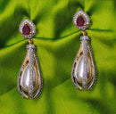 Goldpolish ruby red  and white diamond earring-2775