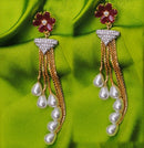 Goldpolish ruby red and white beautiful earring-2776